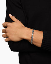 Chevron Link Bracelet in Sterling Silver with Black Diamonds, 7.6mm